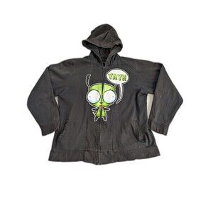 Vtg Mighty Fine Invader Zim Women’s Size XXL Double Zip Y2K Hoodie Cartoon READ